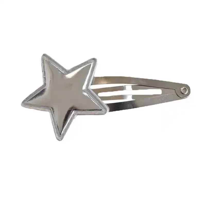 Korean Silver Star Hairpin Japanese Sweet Cool Girls Pentagram Snap Clips Y2k Hair Accessories for Women Kids Charm Headdress