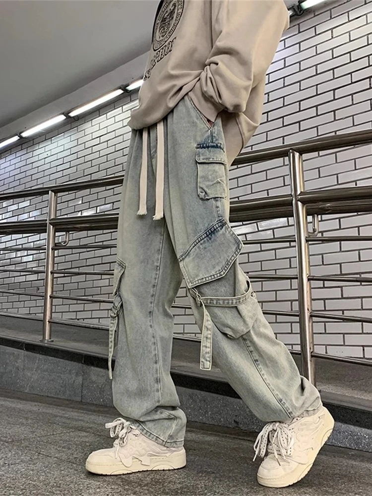 

Мужские джинсы из желтого денима в стиле ретро-американский, весна-осень, модные, с эффектом потертости, высококачественные, повседневные брюки для работы