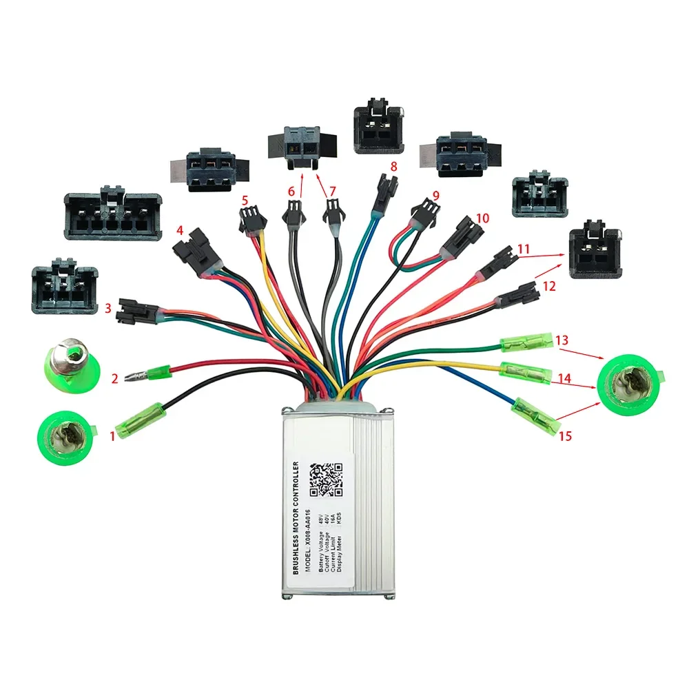 

Nulkomma X008-AA016 48V E-bike Brushless Motor Controller 16A for KDS Protocol Electric Scooters MTB Fat Bikes Accessories