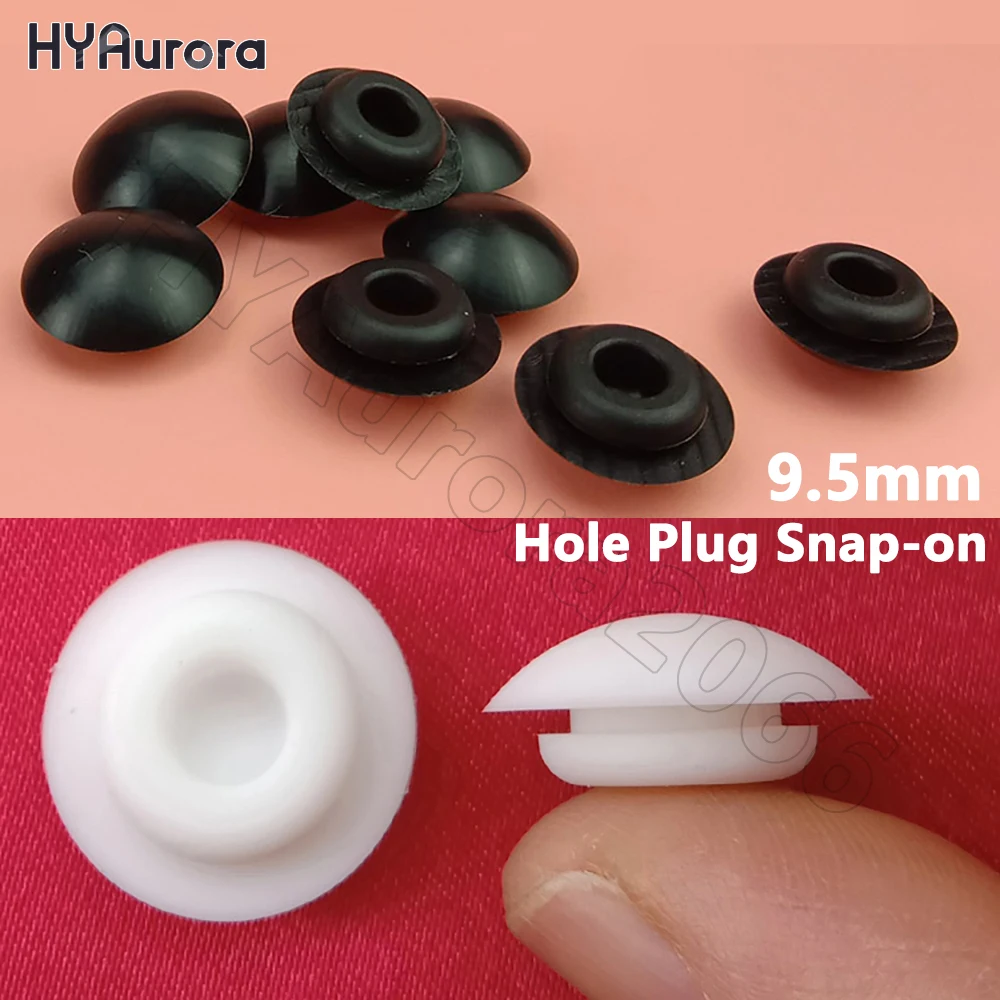 10PCS 9.5mm Hole Plug Snap-on Silicone Rubber Seal T-Shape Gasket Inserts Bungs Blanking End Caps Stopper Black/White -40 - 250℃