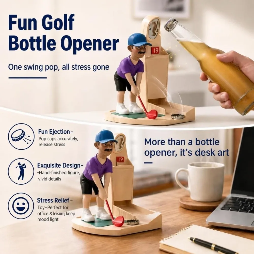 New PLA Golf Bottle Opener 3D Figurine with Score Board Beer Cap Launcher Desktop Bottle Opener Bar Accessories