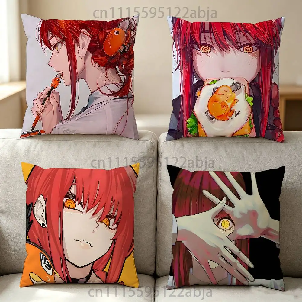 M-Makima C-Chainsaw Man Throw Pillow Case 50x50cm DIY Square Pillowcase Square Office Cushion Cover