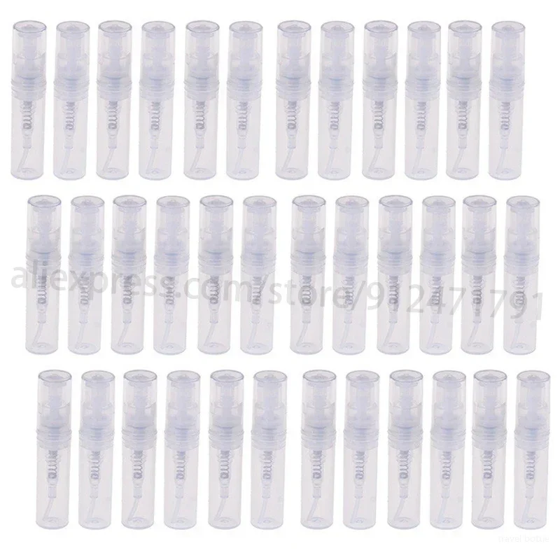 50pcs 2ml Transparent Plastic Spray Bottle Atomizer Perfume Bottle Atomizing Spray Liquid Container Cosmetic Packing Mini Travel