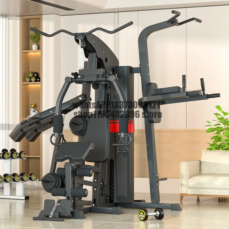 Three-person station comprehensive trainer, high pull-down, large single station, hack, squat machine, multi-functional sports