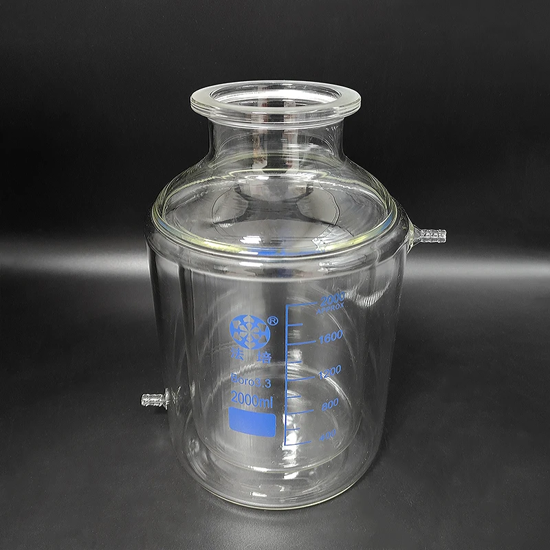 

FAPE Double-layer cylindrical flat bottom open reactor bottle 2000mL,With tick mark,100mm flange outer diameter,Reaction flask