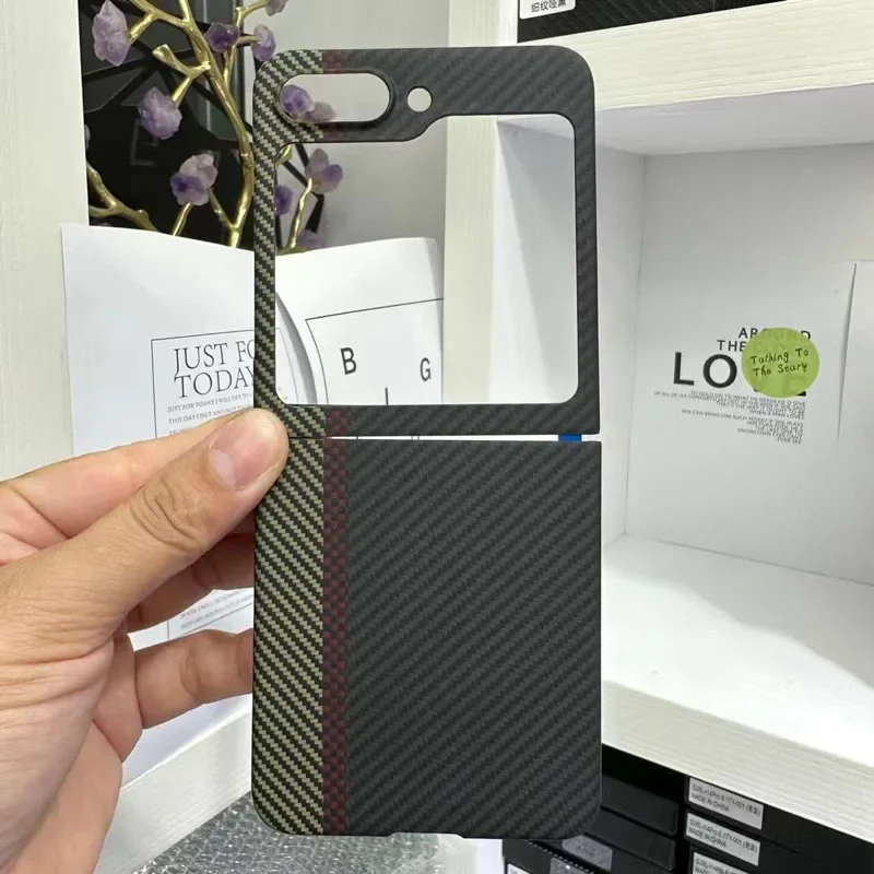 

Case for Samsung Z Flip 4 Flip4 Magsafe Magnetic Carbon Fiber Aramid Anti-explosion Mobile Phone Protective Cover Protection