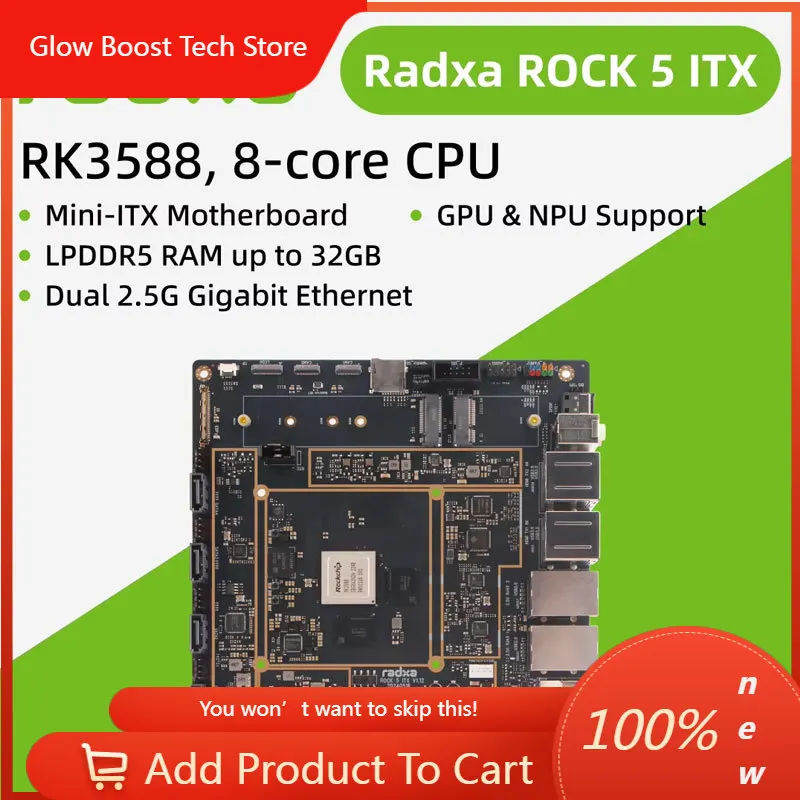 

NYRadxa ROCK 5 ITX Placa Mini-ITX RK3588 Octa-Core LPDDR5 Salida 8K SBC Desarrollo
