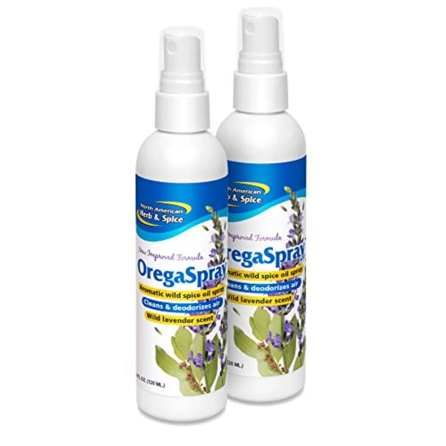 

OregaSpray - 4 fl oz - Pack of 2 - Aromatic Wild Spice Oil Spray - Cleans and Deodorizes Air - Use as a Vegetable Wash Breath F