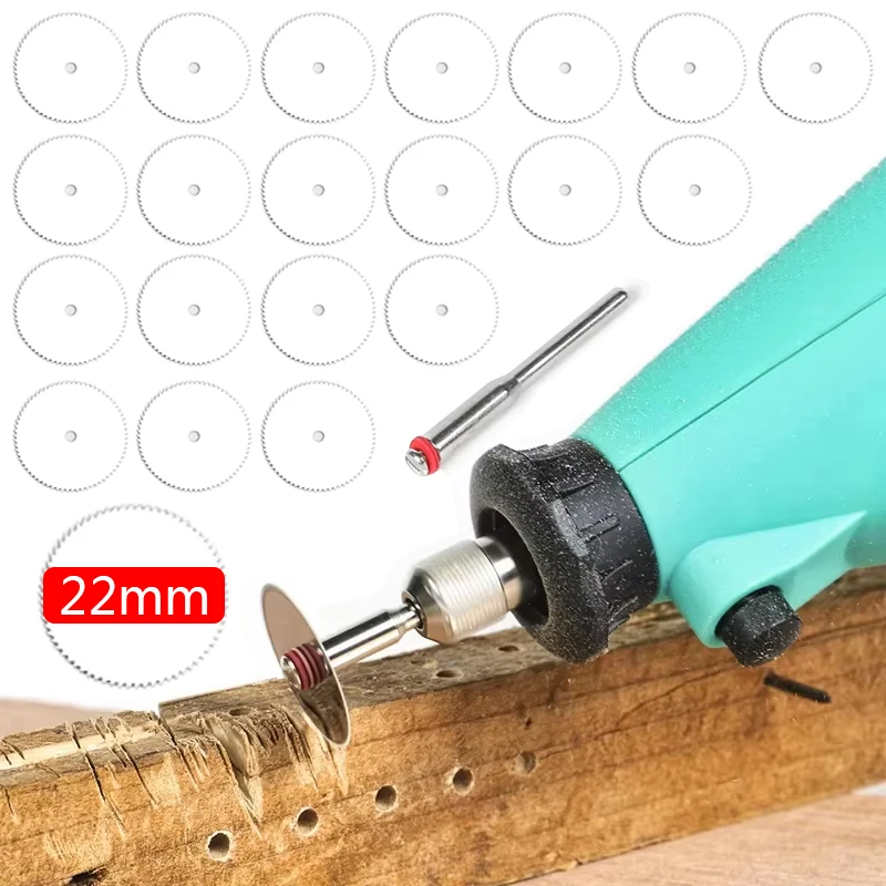 20PCS/Set Stainless Steel Wood Cutting Disc Rotary Tool Circular Cutoff Saw Blade For Woodworking Tool Disc Diameter 22mm