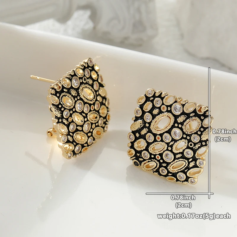 Luxuriöse Elegante Synthetische Zirkonia Funkelnde Goldene Ohrstecker für Damen Vintage Eleganz Bankett Charm Schmuck Accessoires – Detail 2