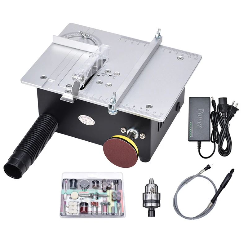 Multifunctional Mini Table Saw for Copper Aluminum Small Wood Block Cutting, 80mm Saw Blade with Lift Function Small Table Saw