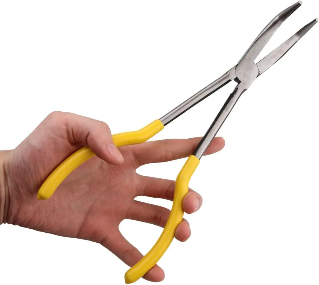 11" 11inch Premium Long Reach Spark Plug Pliers Straight Bent Tip Long Nose Pliers,Non-Slip Handles, Engine Maintenance Tool - Detail 1