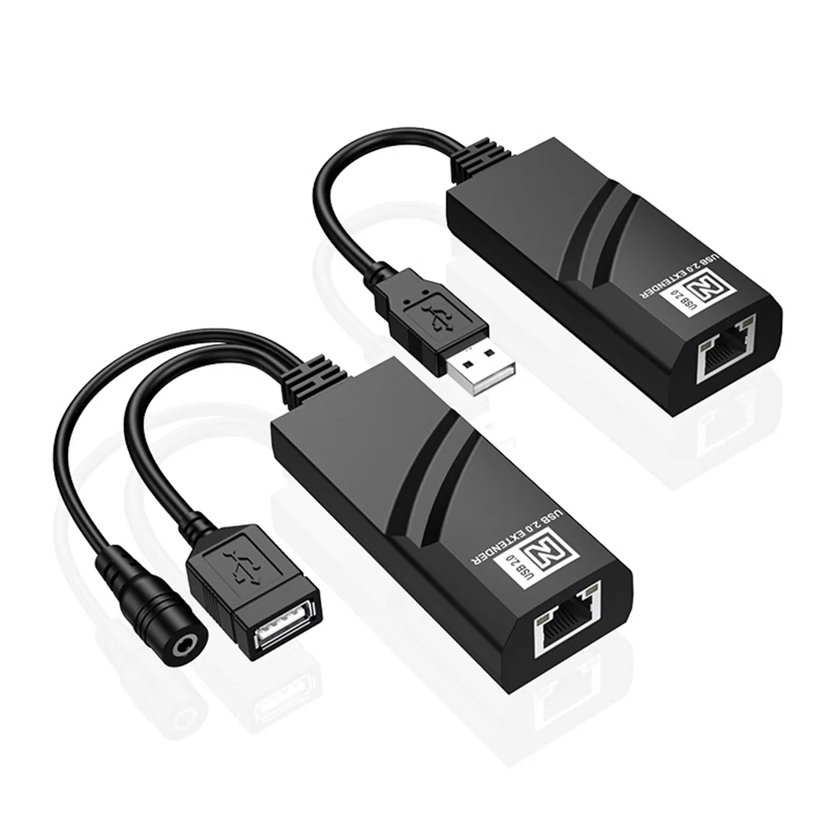 N-A26M USB 2.0 Extender over Cat5 Cat5E Cat6 Ethernet Cable Transfer Up to 100M RJ45 Receiver with DC5V/2A Power Adaptor (EU)