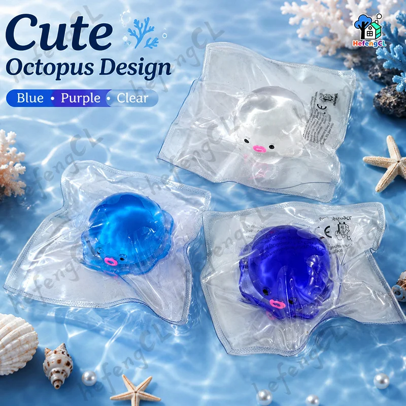 3PCS Cute Octopus Squeeze Toy,TPR Soft Transparent Bead Filled Hand Play Toy,Fun Party Favor Gift for Halloween Christmas Thanksgiving Birthday,Random Color