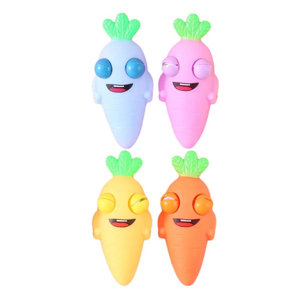 4 個のニンジンスクイーズストレスリリーフハンドフィジェット減圧リラクゼーションパーティートリックギフトギフトスクイーズおもちゃ漫画感覚おもちゃ