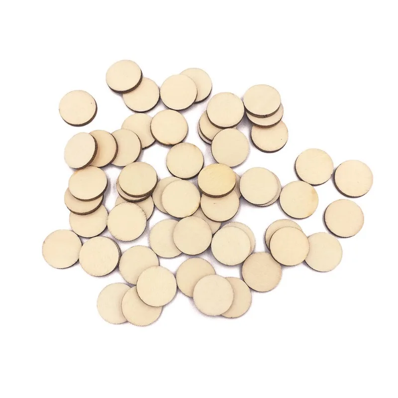 100pcs 2cm Unfinished Round Wooden Discs Natural Round Wood Circles Wood Cutout Circles Chips for Arts & Crafts Projects