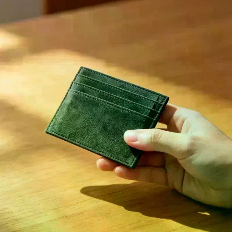 Suede Slim Card Holder With Multiple Card Slots Credit Bank Card Small Man Purses Perfect For Daily Commute Business Travel