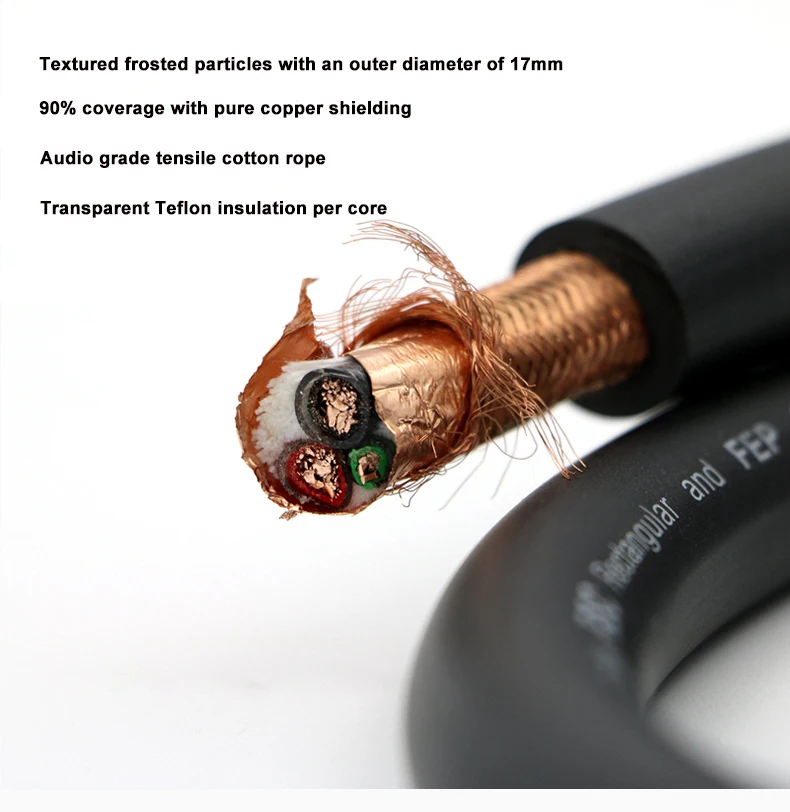 High-End-Wechselstrom leitung xssh Hifi Audio Grade Ø 17mm 5n ofc Rein kupfer geflecht folie doppelt abgeschirmtes Stromkabel – Detail 7