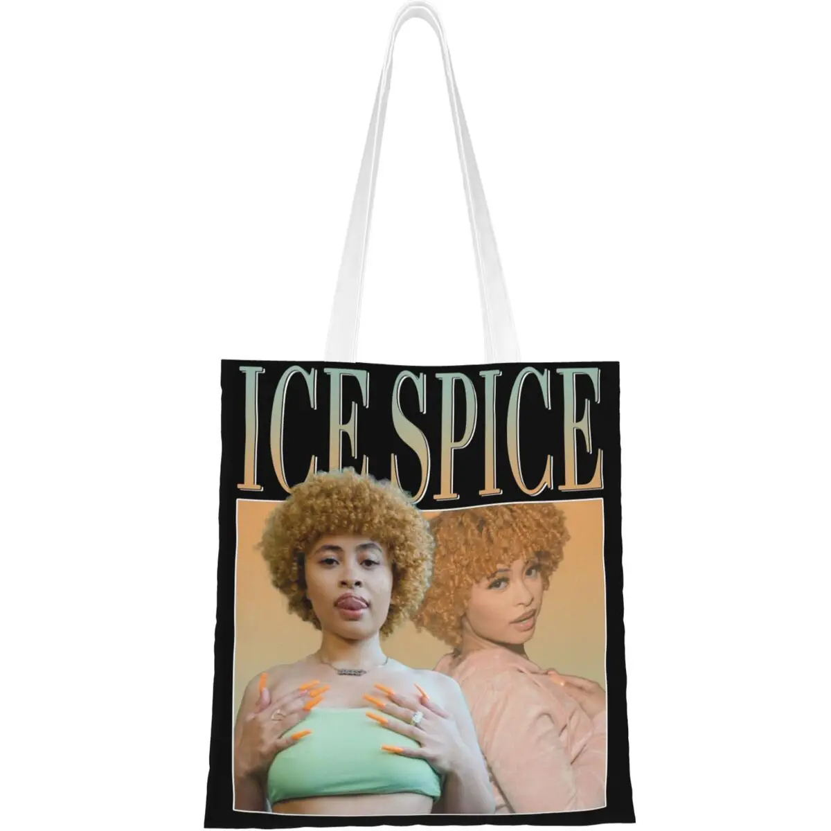 

Женские холщовые сумки-тоуты Ice Spice, Студенческая сумка на плечо в стиле хип-хоп, продуктовая сумка с принтом