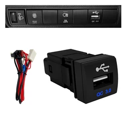 12V Car Quick Charger Blue Light USB Push Switch for Toyota LandCruiser 300s Prado150 Camry V70 RAV4 Corolla Altis 2019 Hiace