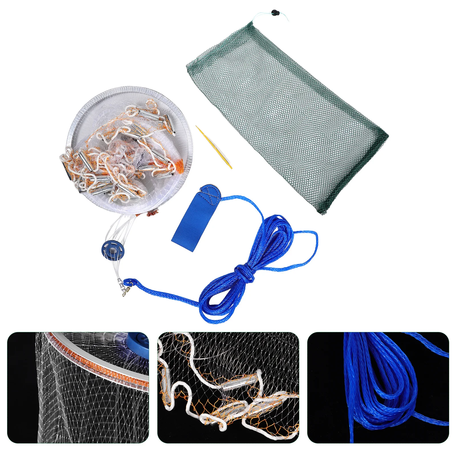 

High Efficiency Cast Net Fishing - Monofilament Mesh with Aluminum Ring - Ideal for Bait Fish Shrimp Trapping Outdoor Adventures
