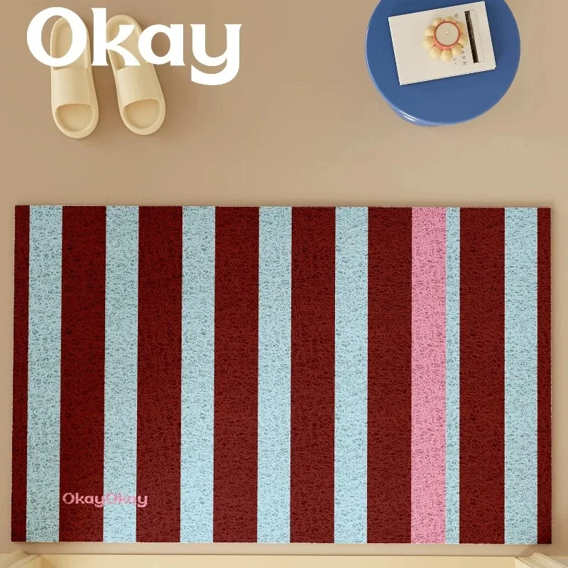 Vertical Striped PVC Coil Doormat Cuttable Anti Slip Entrance Foot Mat Household Door Dirt Trapping Dust Removal Wear Resistant