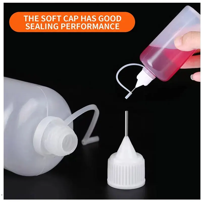 

5pcs/ Needle Tip Glue Bottle Squeeze Plastic Bottle Dispensing Needle Sealing Cap Liquid Flux Dispenser Applicator containers