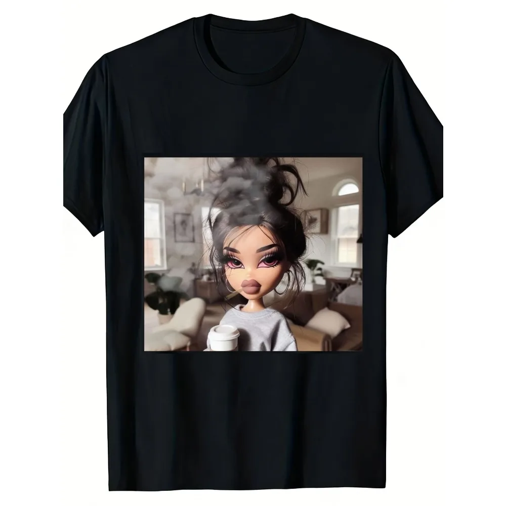 Men's & Women's Anime Coffee Cup T-Shirt - 100% Cotton Soft Round Neck Casual Streetwear Suitable for All Seasons, Machine Washable Unisex Tee with Suitable for Fans Gift, Daily Wear & Christmas Present for Uniforms or Attire