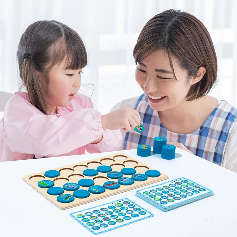 Trova lo stesso modello Gioco di puzzle per bambini Cartoon Memoria animale Scacchi Pensiero Formazione Bambini Giocattoli educativi in legno Montessori