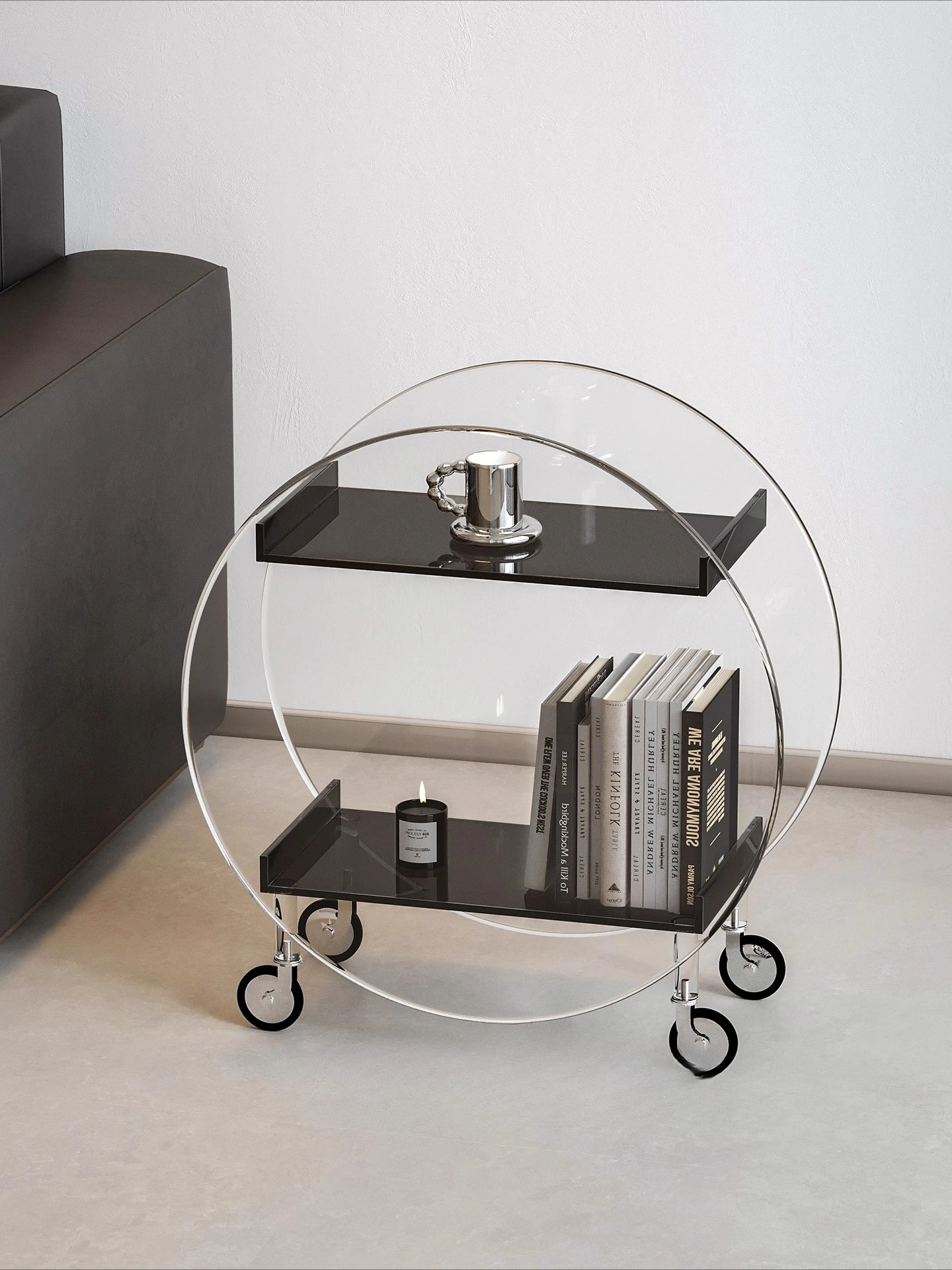 Mobile side snack rack push-pull coffee table restaurant storage shelf