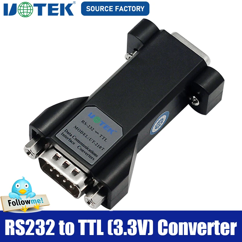 UOTEK Industrial Grade RS-232 to TTL Converter Output 3.3V RS232 TTL Adapter DB9 Connector UT-210T