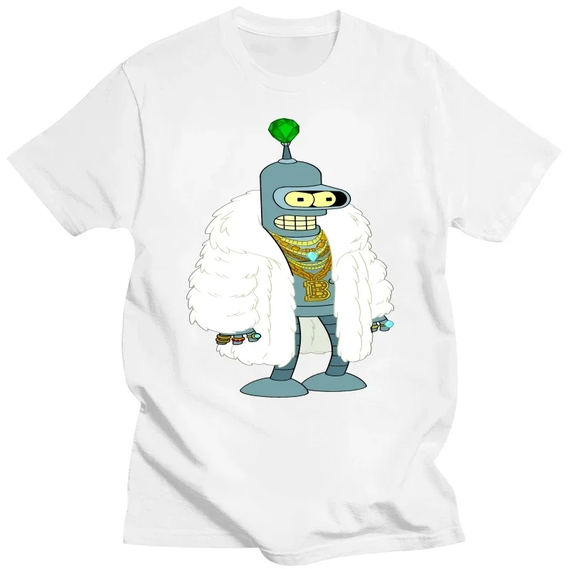 Funny Robot Cotton Short Sleeve T Shirts Men's Casual Fashion Oversized T Shirt Unisex Loose Tops Bender Kill All Humans T-shirt