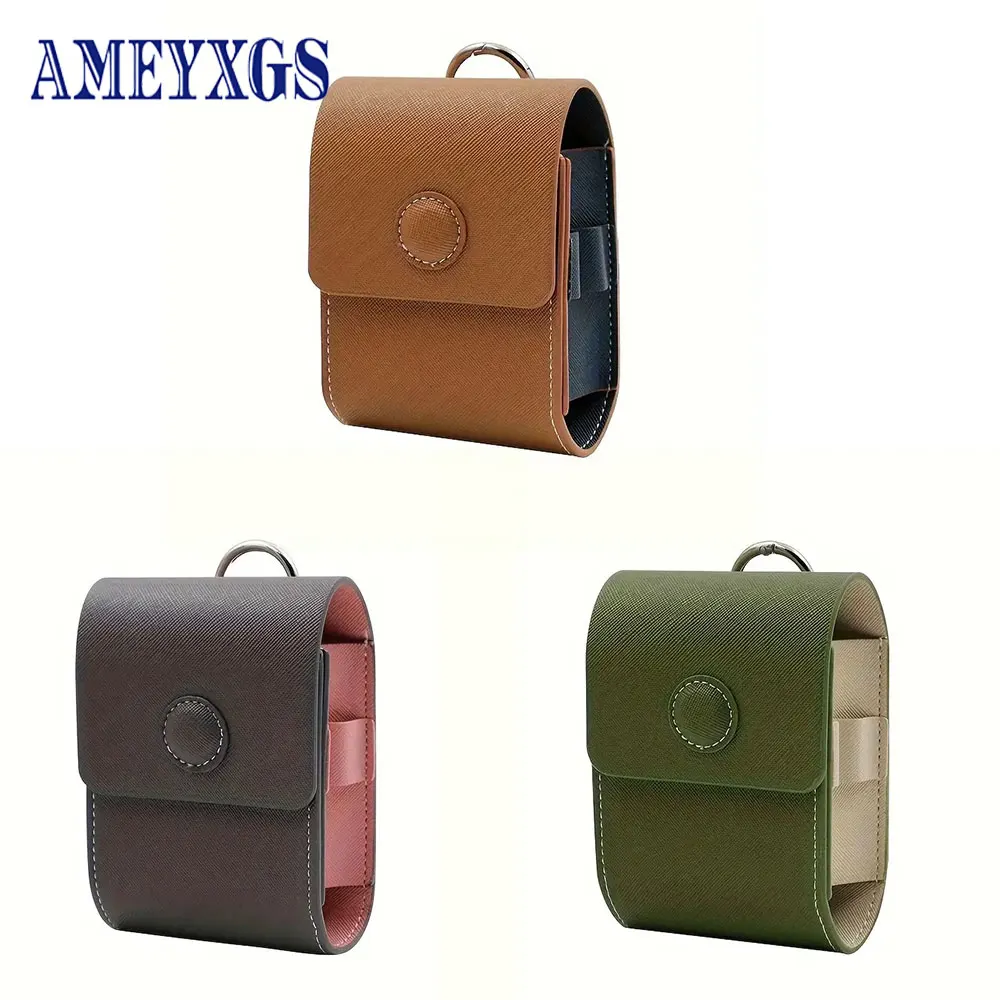 

Golf Waist Bag Cover PU Leather Golf Ball Storage with 2pcs Tee Mini Portable Bag Rangefinder Bag for Men Women Golfer Sports