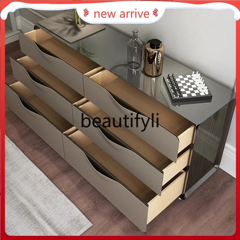 

D2520 Современный шкаф из цельного дерева с шестью ящиками, простой шкафчик для гостиной, спальни, ТВ-шкаф, свет, роскошное украшение