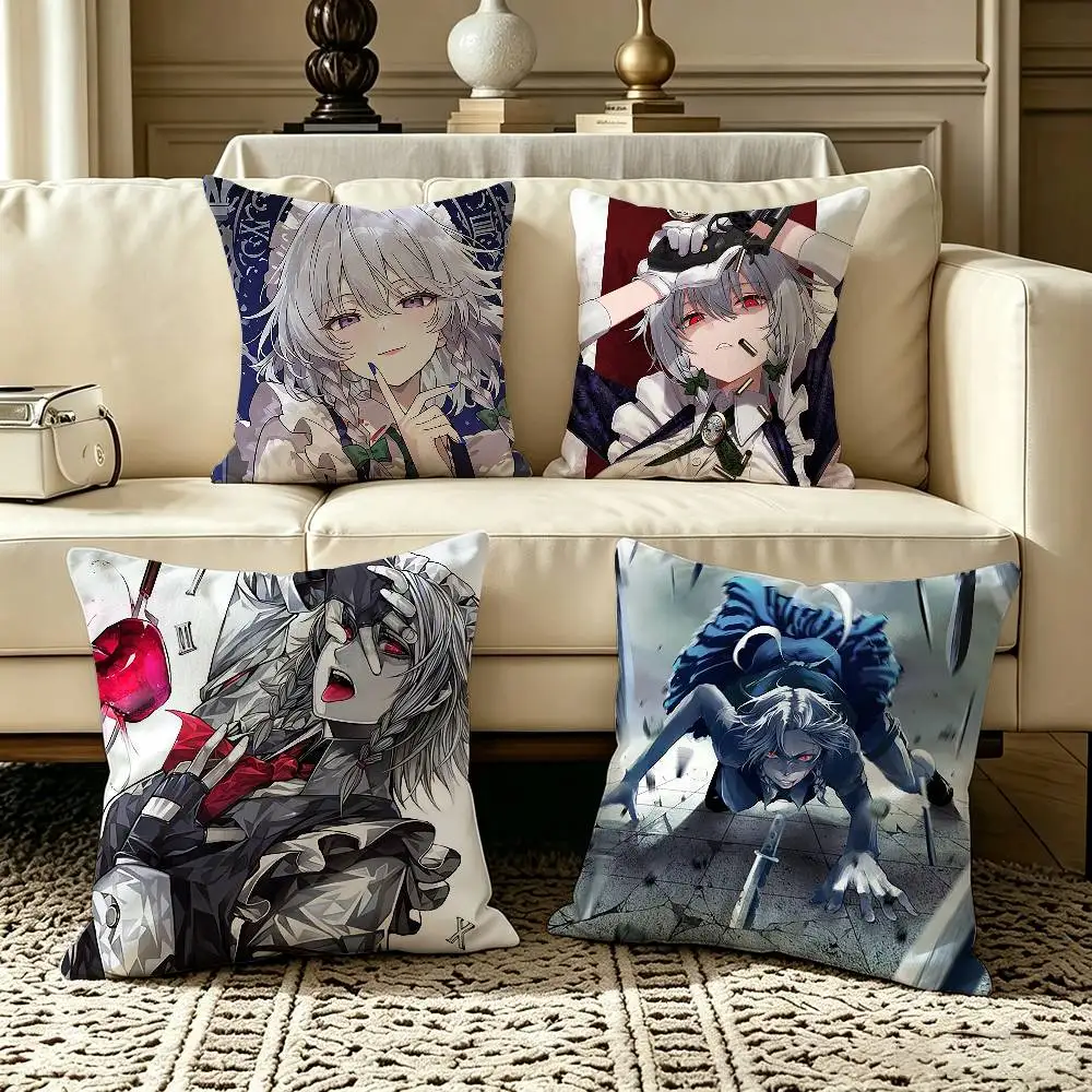 Izayoi Sakuya TOUHOU Project  Square Double-Sided printed Pillow Case Bedroom Bedside Pillow Sofa Cushion Cover
