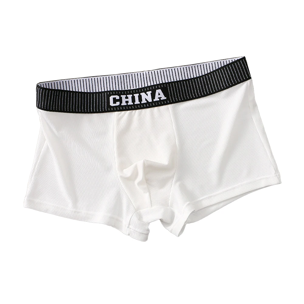 

Men Stripe Boxer Briefs Low Rise Underwear Trunks Shorts Bulge Pouch Elastic Solid-Color Underpants Seamless Comfortable Panties