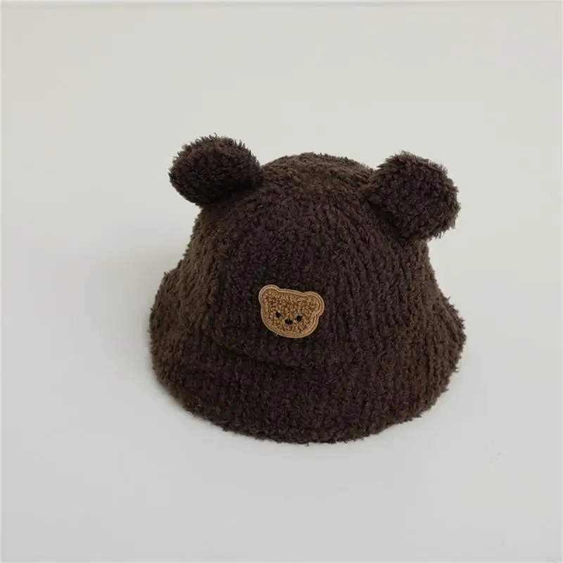 D5QA Mũ xô mềm mại và ấm áp cho trẻ 3-8T Mũ lưỡi trai lót lông cừu thoải mái Mũ đội đầu thoáng khí cho thời tiết lạnh