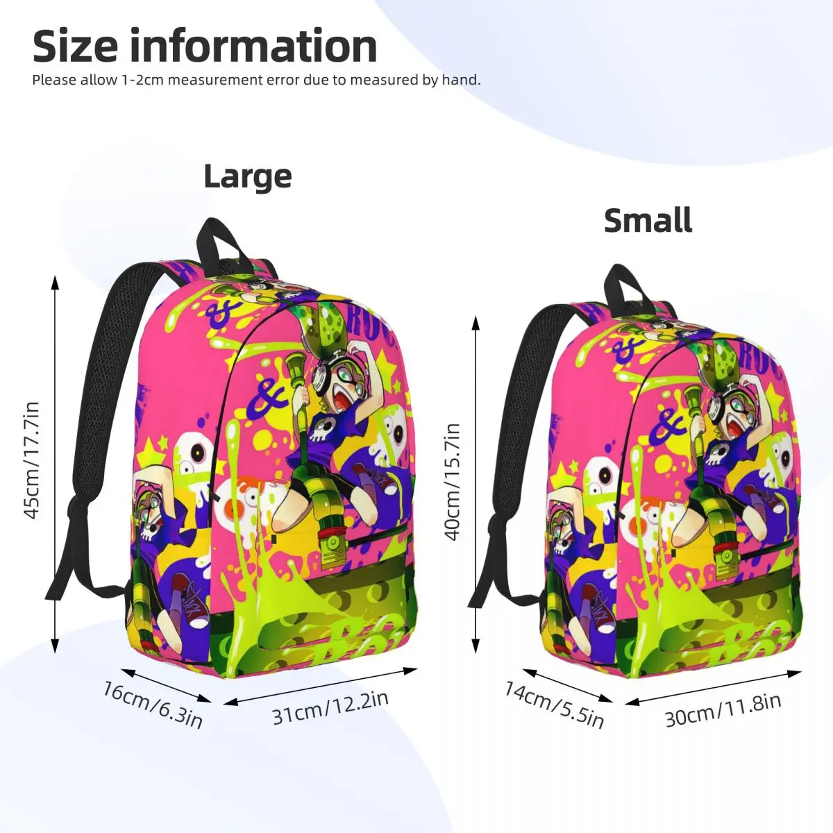 Mochila Splatoon Rock Roll para crianças, mochila escolar para estudantes, mochila Game Octopus, Kindergarten Primary Bag, meninos e meninas