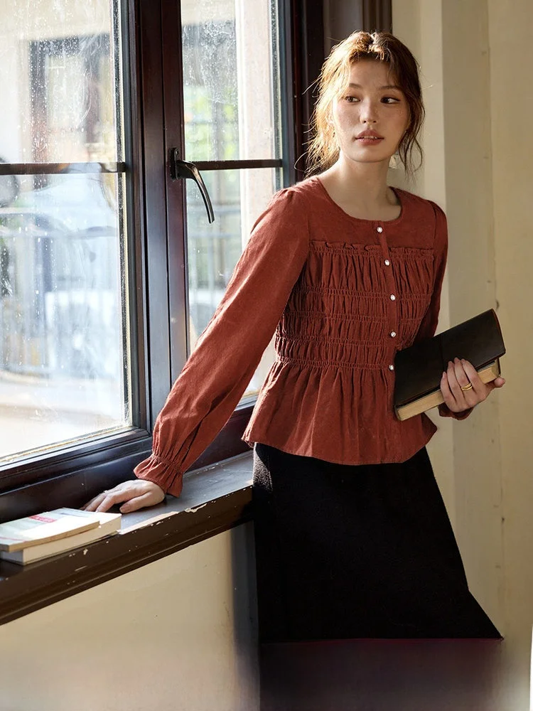 

Комплект для полных женщин: приталенный топ с длинным рукавом и юбка в винтажном стиле, универсальный крой, полиэстер