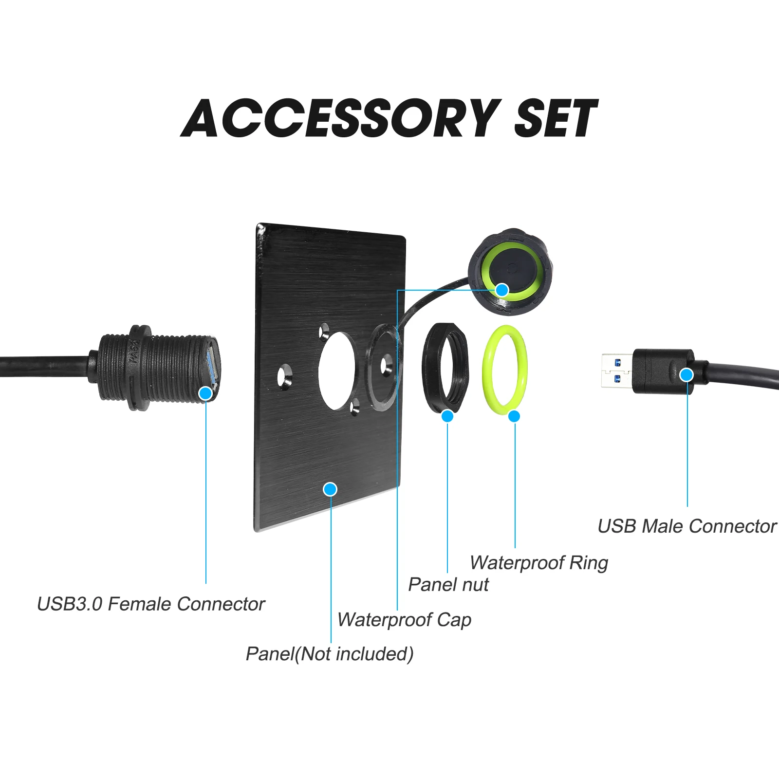 YXY USB3.0 cable IP68 Fast Charging Data USB2.0 USB3.0 Connector Panel Mounting M20 Charger Wire Cord usb connector 500/1000mm