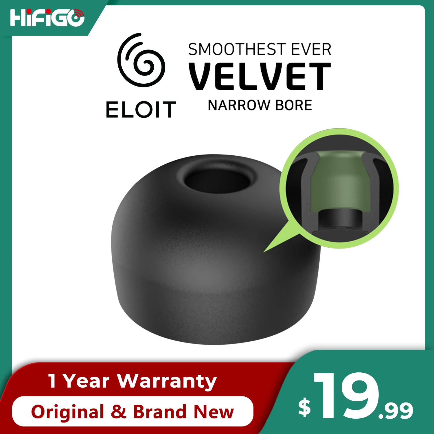 ELOIT / DIVINUS Velvet Narrow Bore Silicone Earphone Eartips For 4-6mm Nozzle, Soft Deeply Ear Tips For Earbuds Dunu AFUL