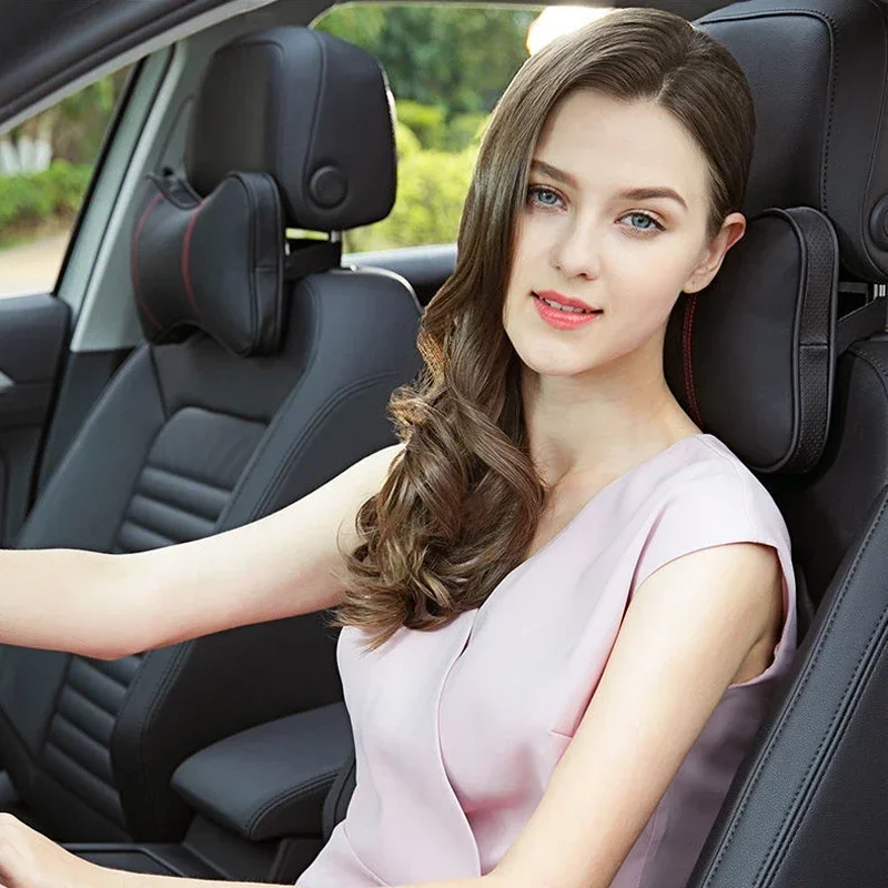 PU Leather Car Headrest Pillow Seatbelt Shoulder Pad For Ford Stline ST Focus 2 3 Fiesta Mondeo Mk3 Mk4 Car Accessories view 2