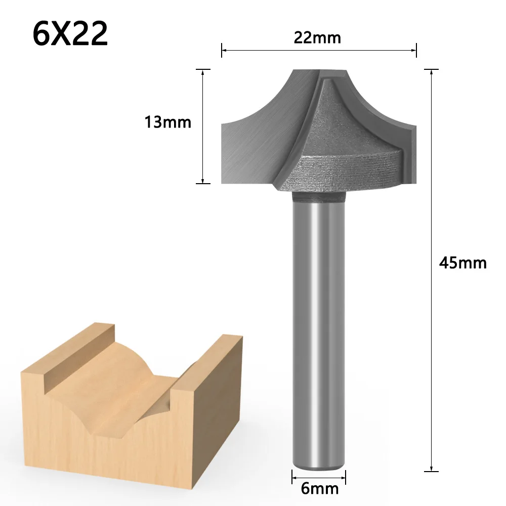 1PC 6MM Shank Milling Cutter Wood Carving Tungsten Carbide Cnc Router Bit Woodworking Cutter Open End Carving Round Bits