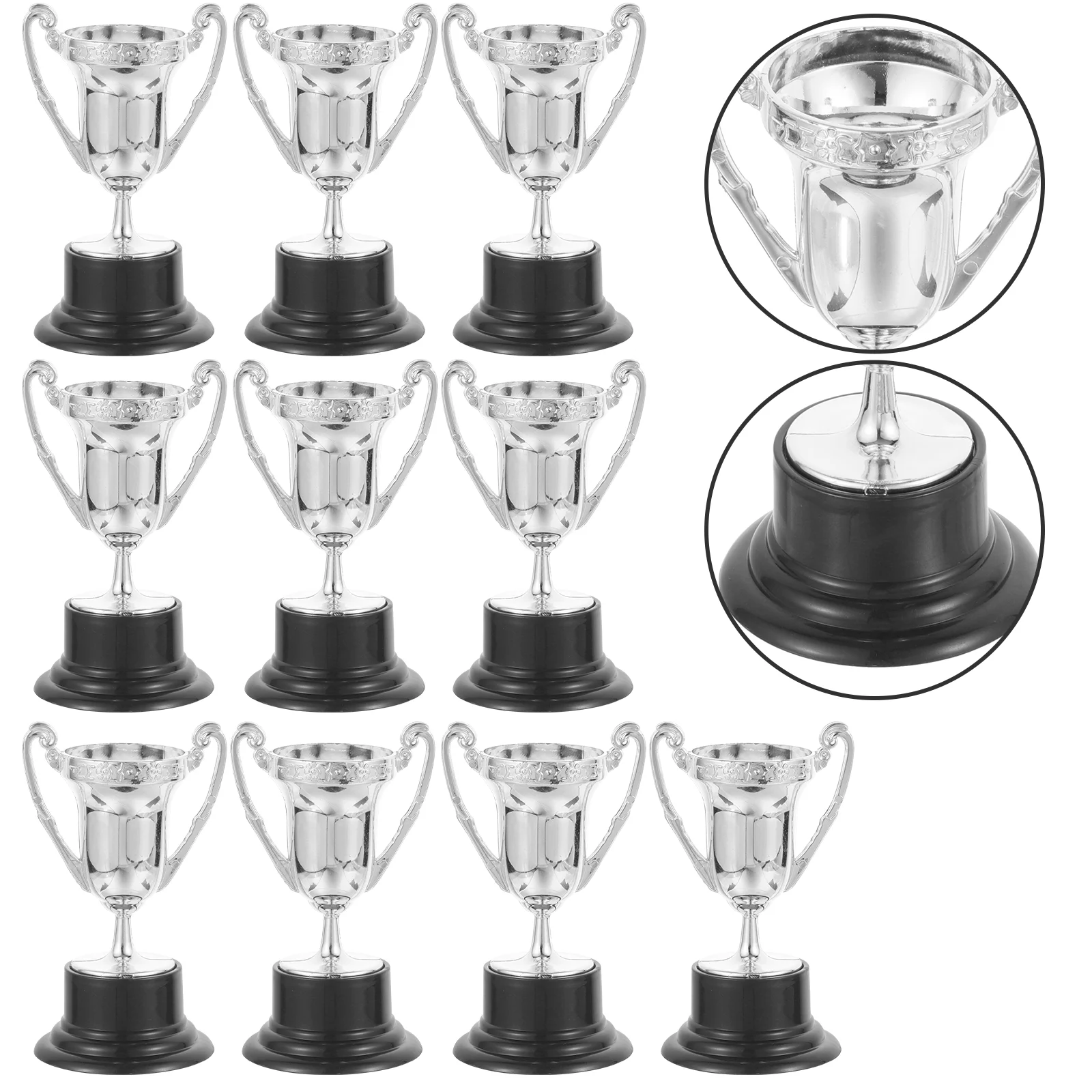 10 Stuks Mini Plastic Trofee Cup 8.2x4.5cm Zilver Gecoat Kids Party Game Awards Voetbal Honkbal Klaslokaal decoratieve Souvenirs