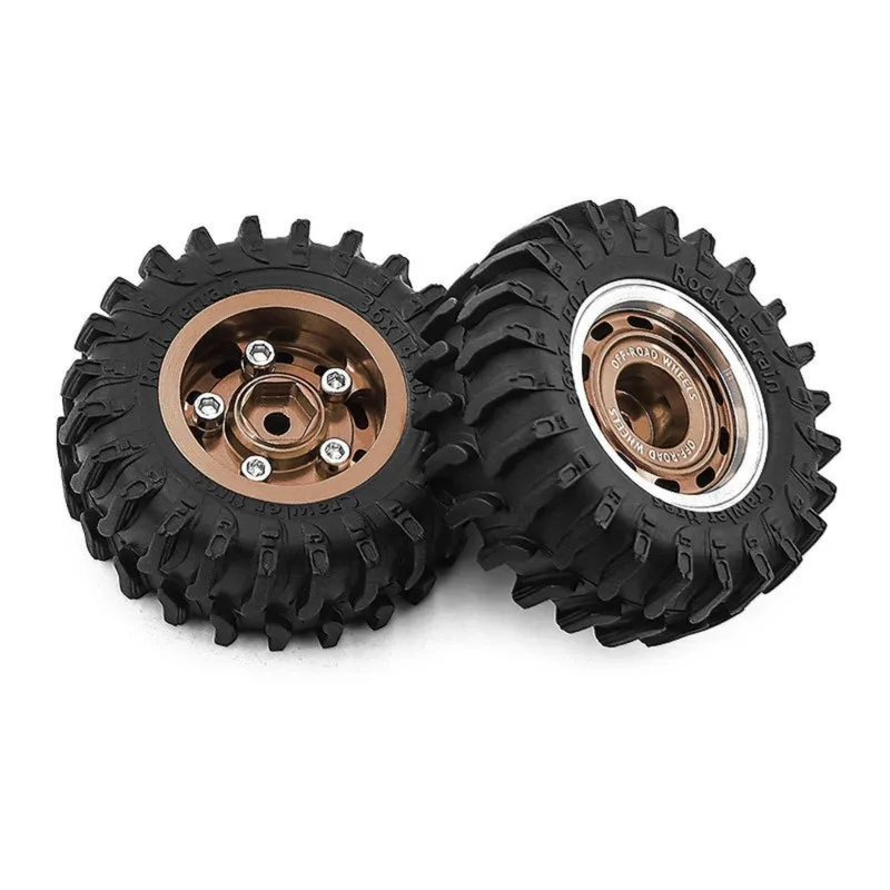 YSUN-For 1/30 SCX30 Ascent-32 RC Car Upgraded Accessories- 0.7 Inch Wheel Hub Beadlock Wheel Tire Set
