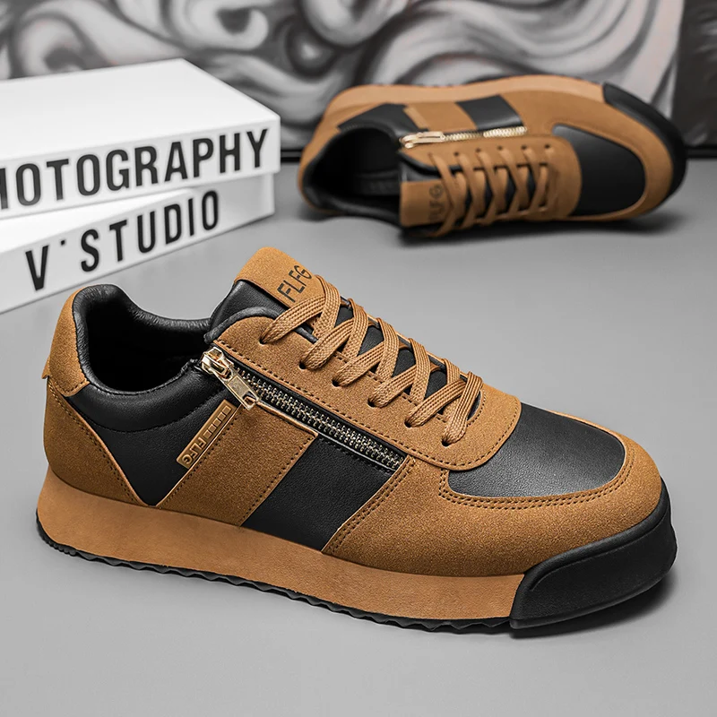 New Man 2025 Autumn Mens Casual Shoes Comfortable Flat Footwear Fashion Outdoor Anti Slip Soft Sole White Leather Cheap Sneakers