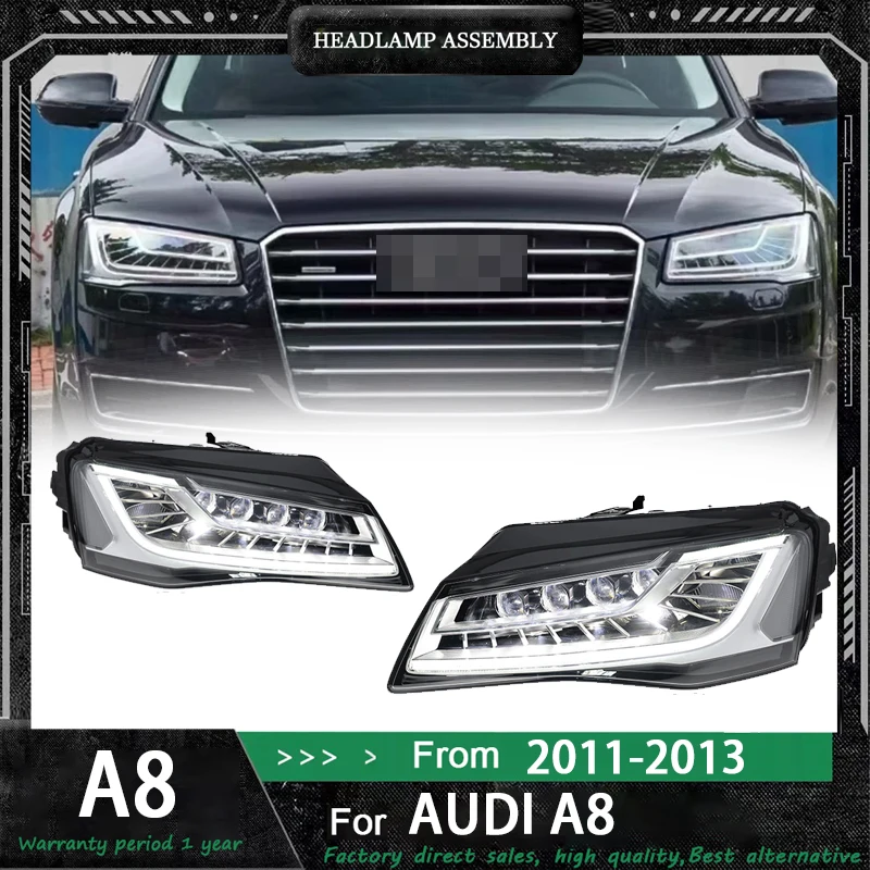 Car Accessories Head Lamp for Audi A8 Headlights 2011 2012 2013 A8L LED Headlight DRL Dynamic Singal High Low Beam Headlamps