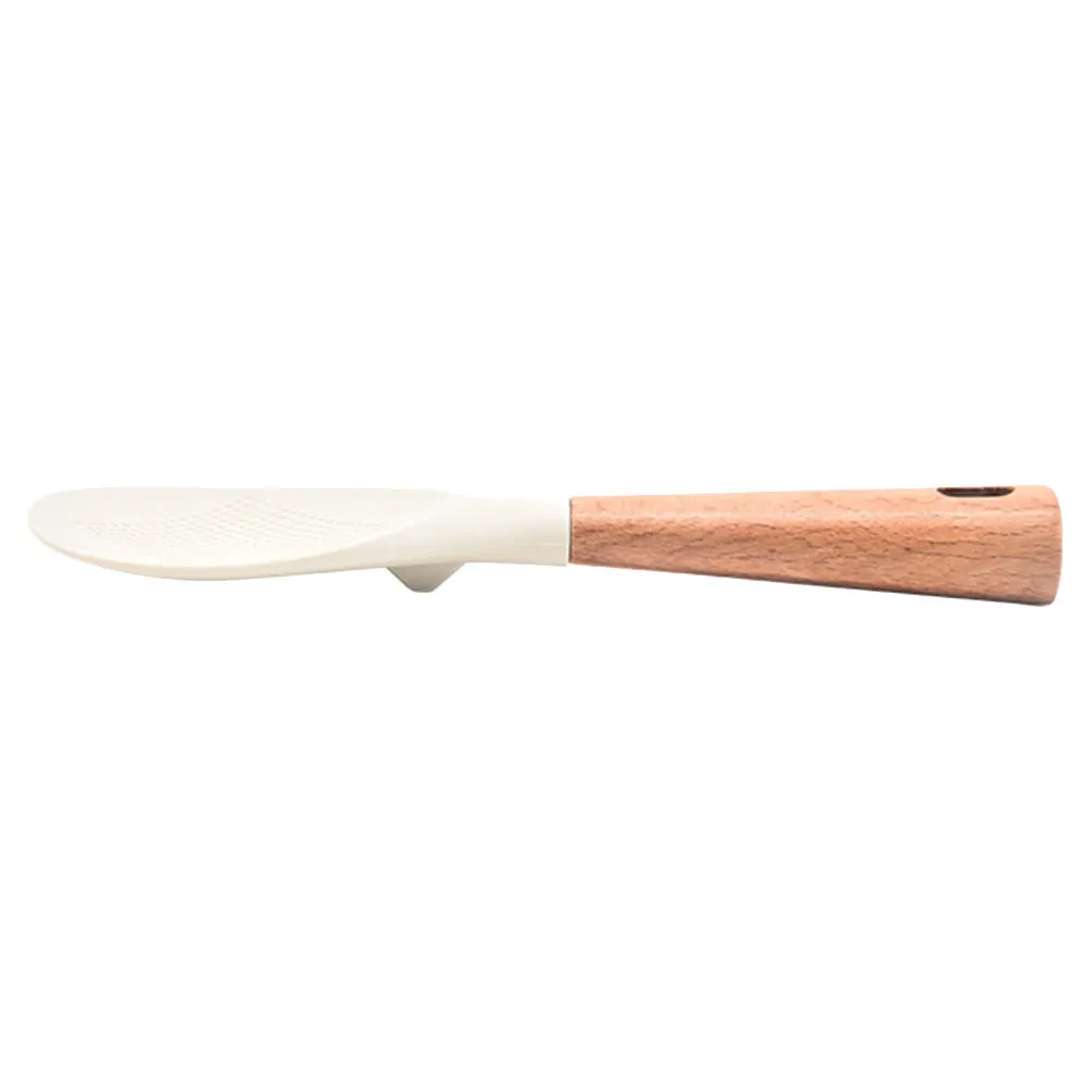 

1pc Wooden Handle Silicone Rice Spoon Non-Stick Heat Resistant Rice Cooker Spoon Kitchen Supply Scoops For Food Silicone