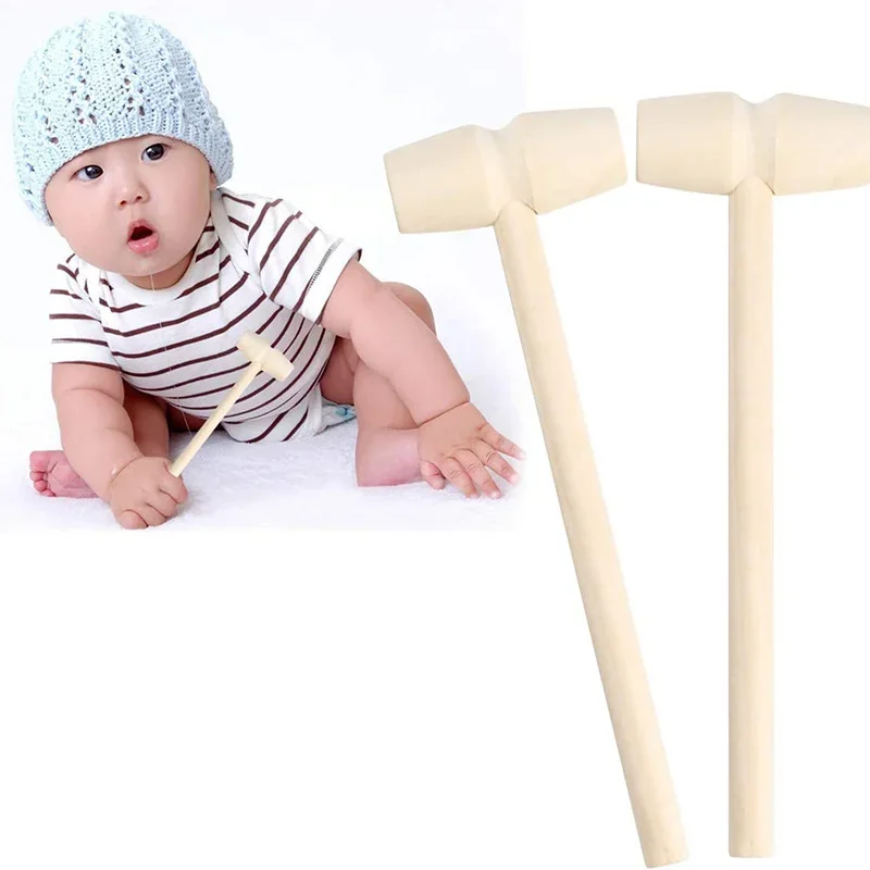 2Pcs Wooden Hammer Wood Mallet Pounding Toy Breakable Heart Hammer Small Shellfish Hammer Tool Beating Gavel Toys for DIY Crafts