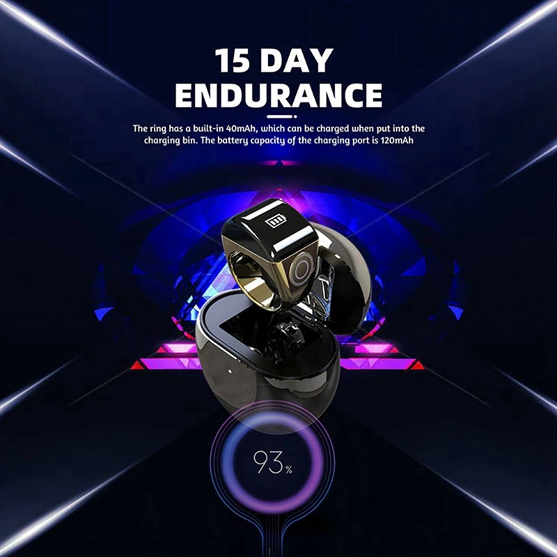 Zinc Alloy Smart Ring With Charging Box Waterproof Digital Counter APP Controlled Display 5 Prayer Time Reminders Gold,22Mm